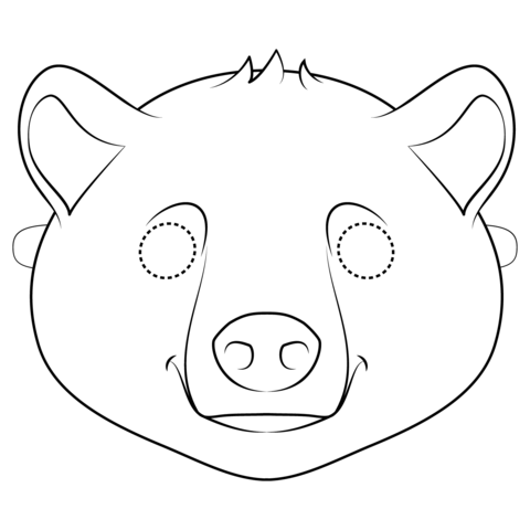 Brown Bear Mask Coloring Page